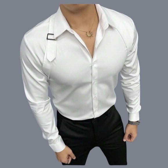 Other - Goth Industrial Goth Punk Men's White Dress Shirt 42/XL